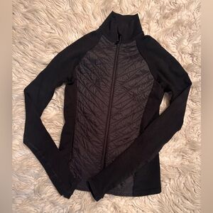 ATHLETA Black Ribbed Knit Zip-up